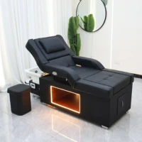 Lit de lavage de cheveux relevable avec fumigation, table de massage thaïlandaise pour salon de coiffure avec bassin de massage des pieds, personnalisable 1