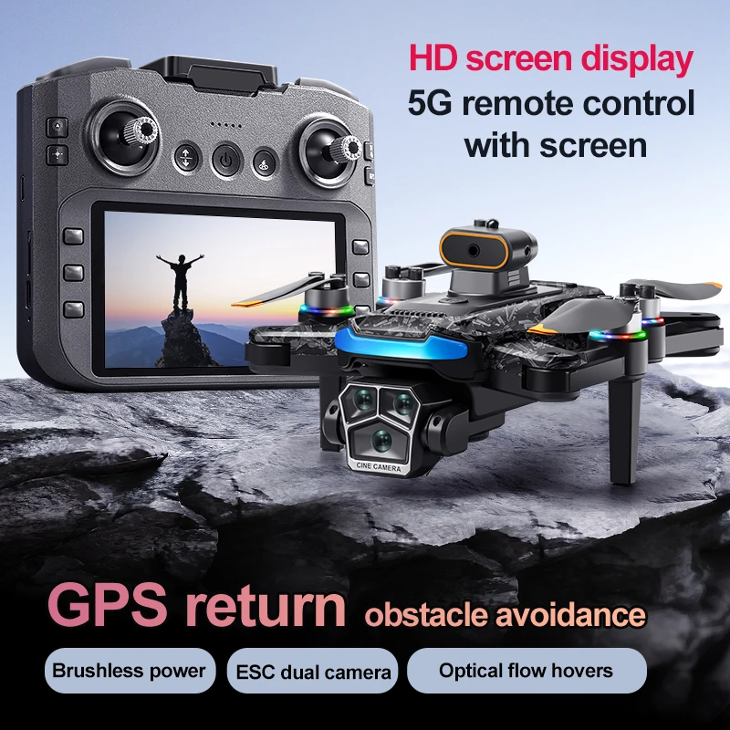 Per Xiaomi A14pro Max Drone Schermo grande da 4,5 pollici 8K HD Tre fotocamere Gps Flusso ottico senza spazzole Evitamento ostacoli RC 18000m UAV - immagine 2