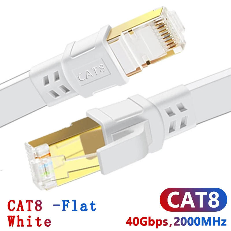 Cat 8 Flat -White