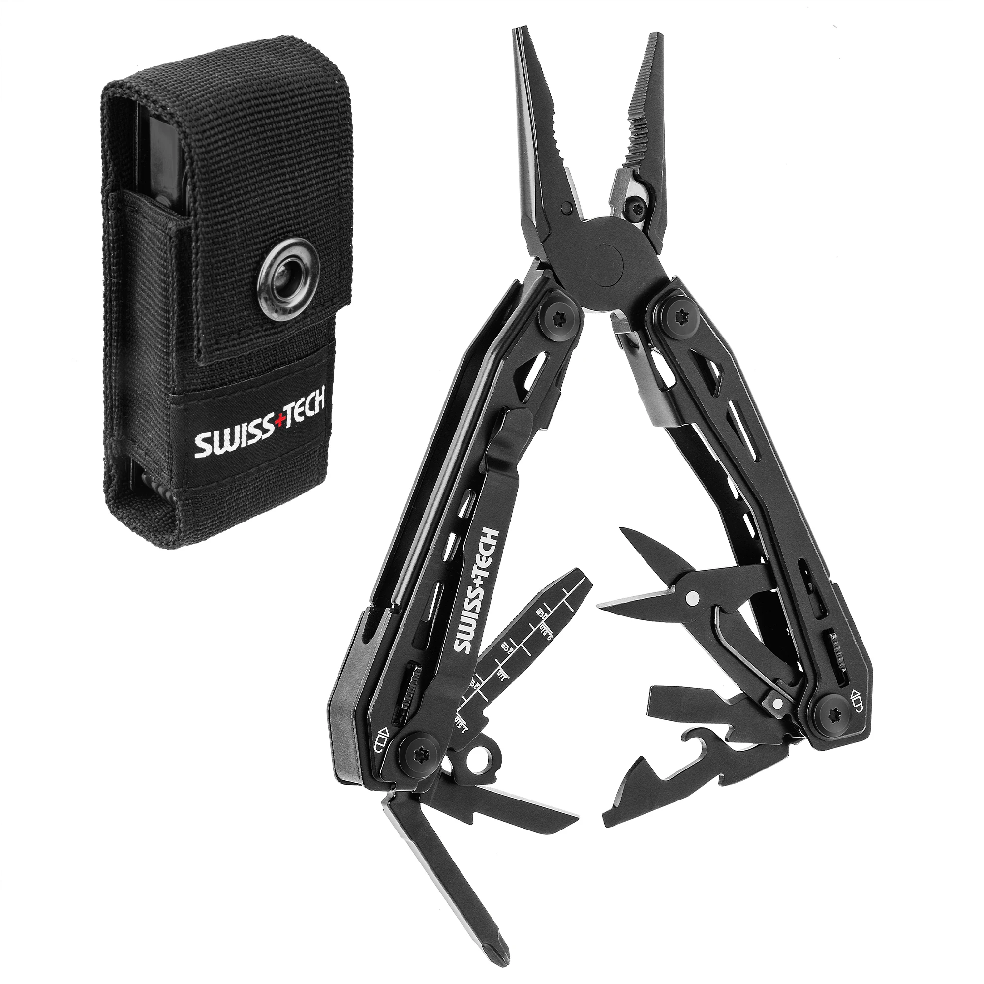 Camping Multitool SWISS+TECH 16 in 1 Camping Multitool Multi Folding Plier Wire Stripper Outdoor Pocket Mini Portable for Camping