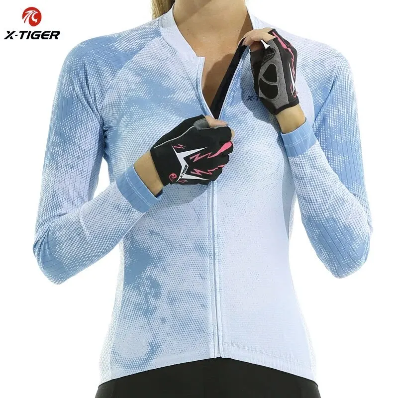 X-Tiger Woman's Cycling Jerseys Spring Long Sleeve Breathable Bike Clothes Bicycle Cycling Clothing
