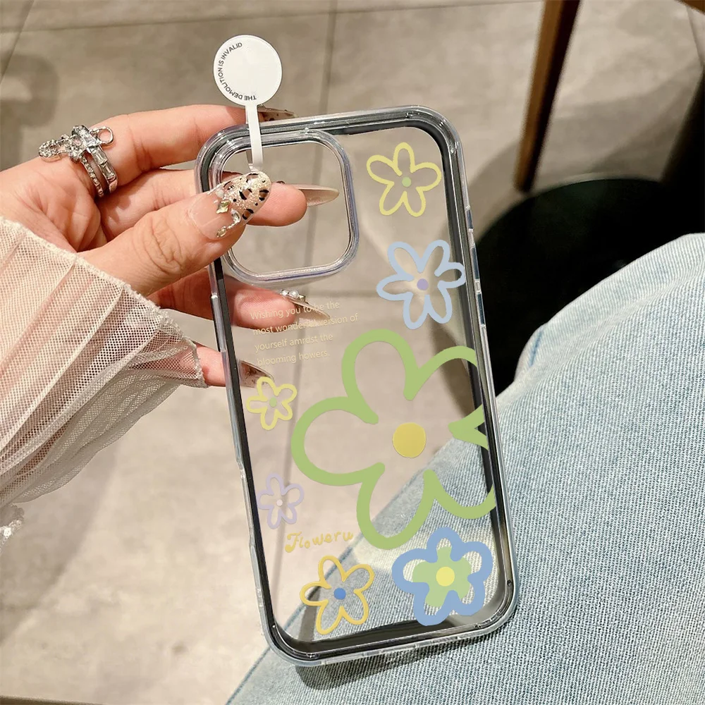 ตัวเลือกสินค้า เคส TPU นิ่มใสลายดอกไม้ 2 in 1 สำหรับ iPhone 11-17 Pro Max 13-15 14 12 17 Air
