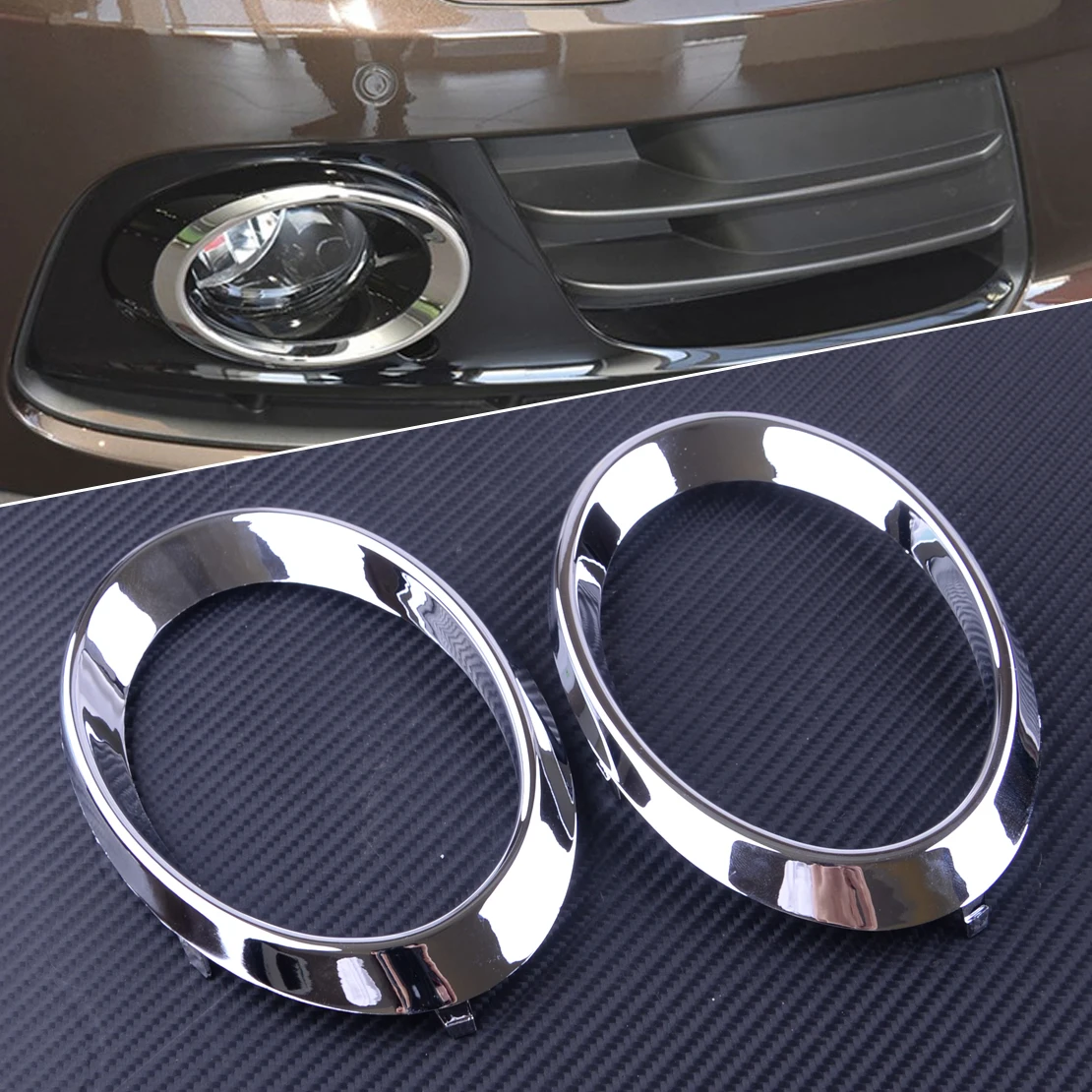2Pcs Chrome Front Fog Light Lamp Cover Trim Car Styling Fit for Audi Q5 2010 2011 2012 1