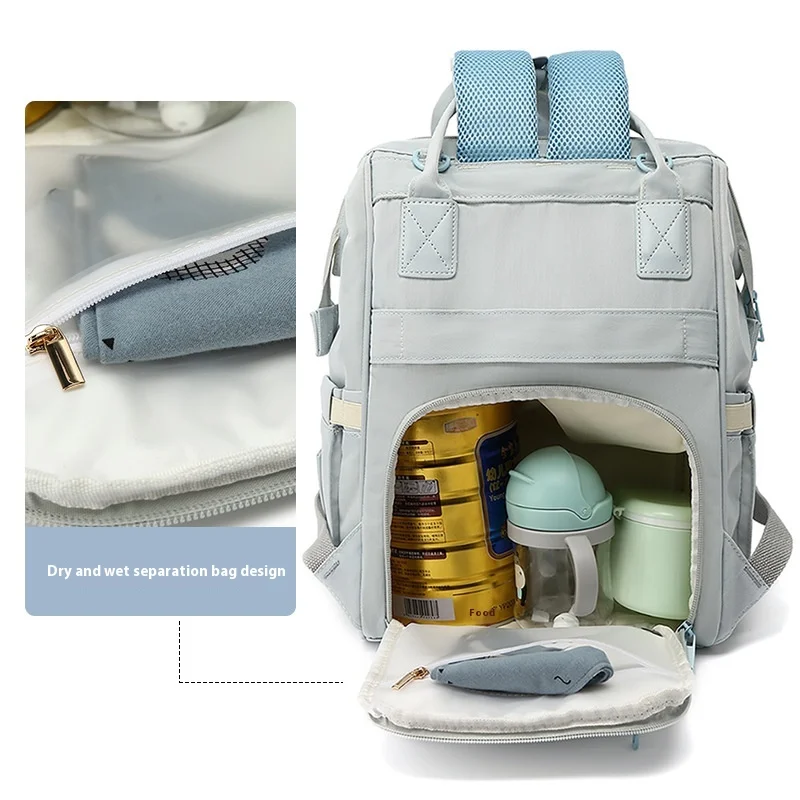 Baby Nappy Bag Mummy Bag Backpack Waterproof Storage Handbag Outdoor Travel Mommy Maternity Bag For Baby Stuff 2 Layer Gray 3