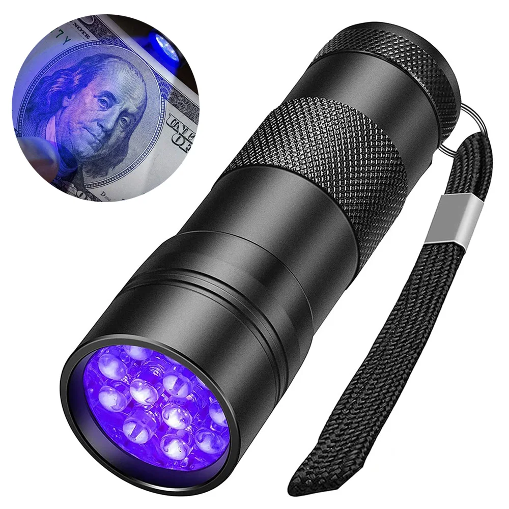 Mini Lampe De Poche Uv Ultra Violet 12 Led, Torche 4.5v, Lampe En