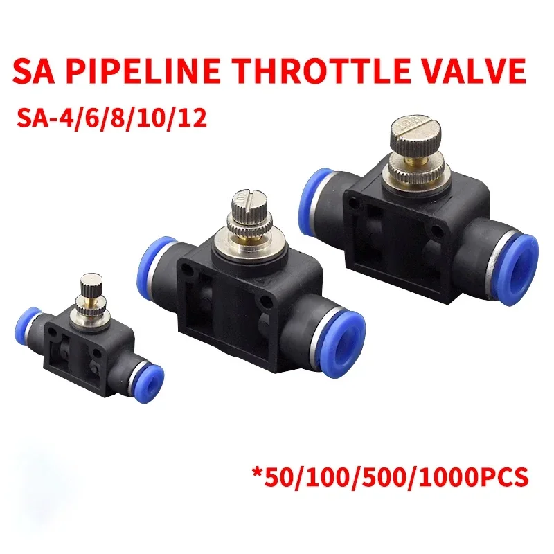 

20/50/100 Pcs Throttle valve SA 6-10mm Air Flow Speed Control Valve Tube Water Hose Pneumatic Push In Fittings