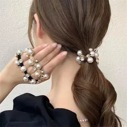 New Style Pearl Hair Bands Women Girls Scrunchie Ponytail Holder Pearl Beads Women Elastic Rubber Rope Ties Hair Accessories