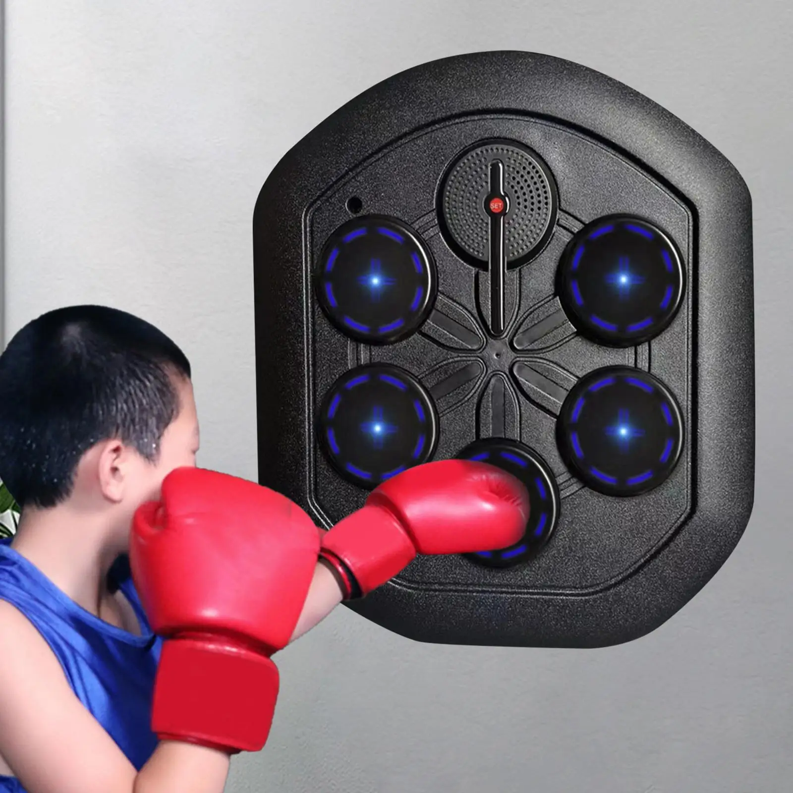 Máquina de boxeo musical montada en la pared, máquina inteligente de  entrenamiento de boxeo con luz LED y guantes de boxeo, almohadillas de  boxeo para