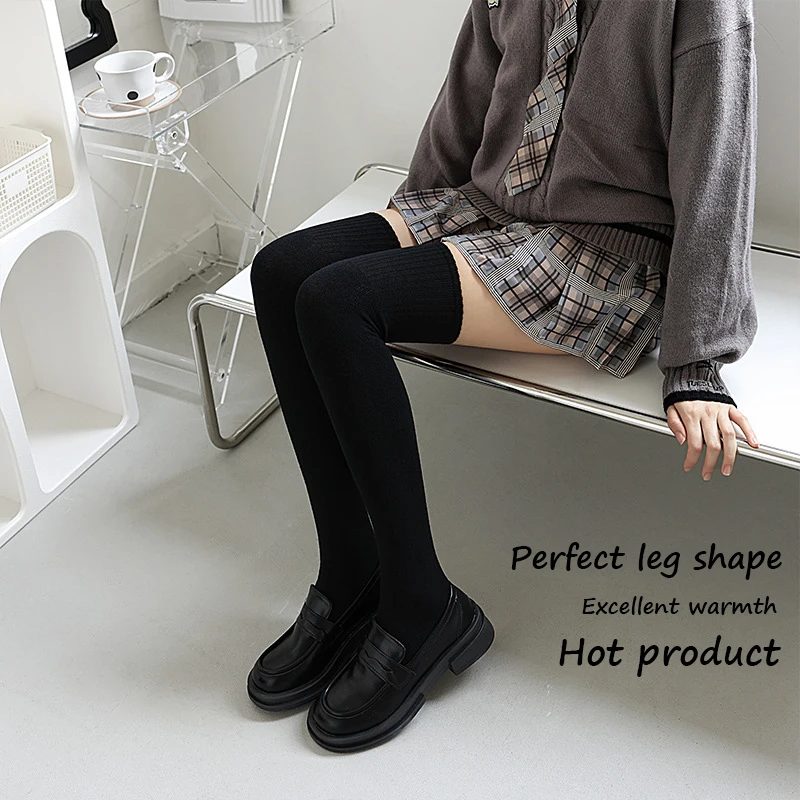 

Women Long Socks Cashmere Women Boot Solid Wool Thigh Stocking Skinny Casual Cotton Over Knee-High Fluffy Female Long Knee Sock