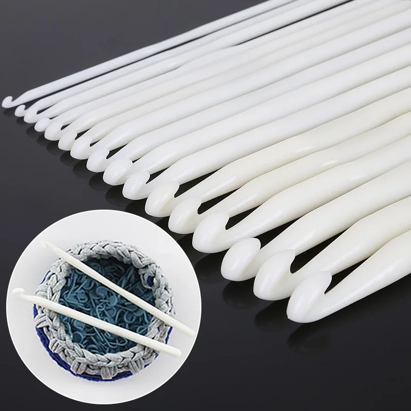 

3-12mm Pure White Plastic Crochet Hooks Set Knitting Needles Handle Home Weave Yarn Craft DIY Crafts Household Knitting Tools