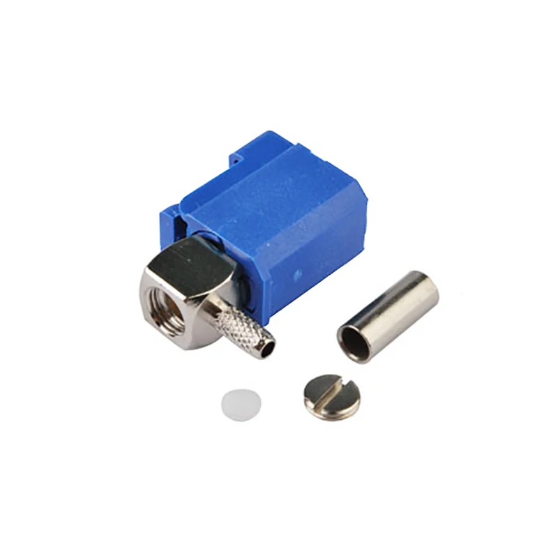 Blue Female Crimp Right Angle RF Connector for GPS Navigation