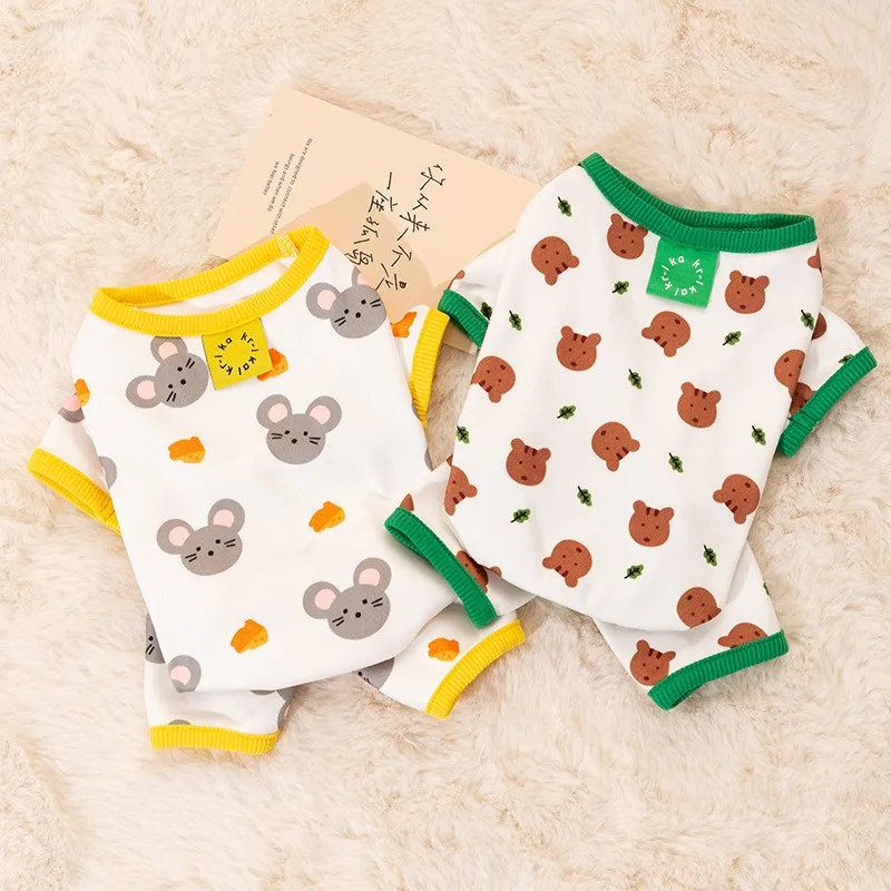 

2023 Autumn and Winter New Cute Full Print Dog Four Legged Home Teddy Air Conditioner Clothing Pet Clothes Dog Bodysuit