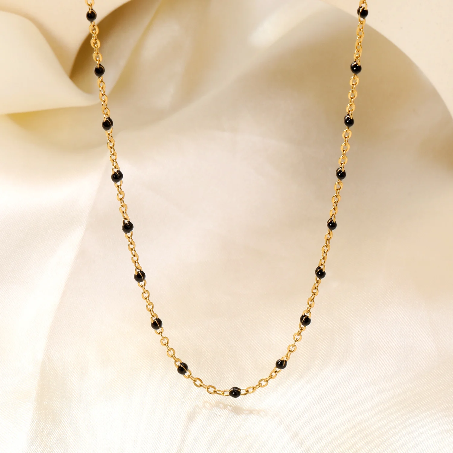 ASONSTEEL Trendige Edelstahl-Gliederketten-Halskette mit Tropföl-Optik, Modisch Golden für Damen, DIY-Schmuck im Bohemian-Stil – Detail 14