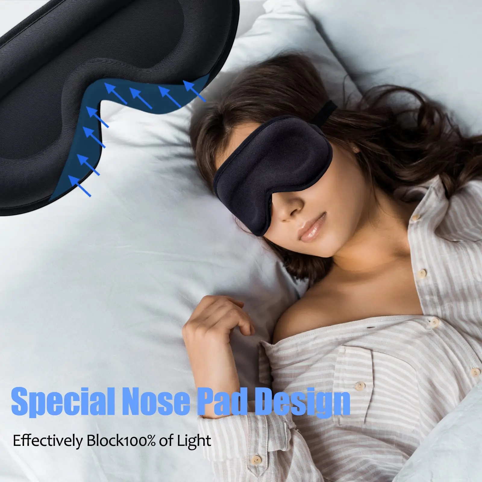Maschera Per Dormire 3D – Morbida E Imbottita – Per Viaggio, Sonno E Relax (Taglia Media)