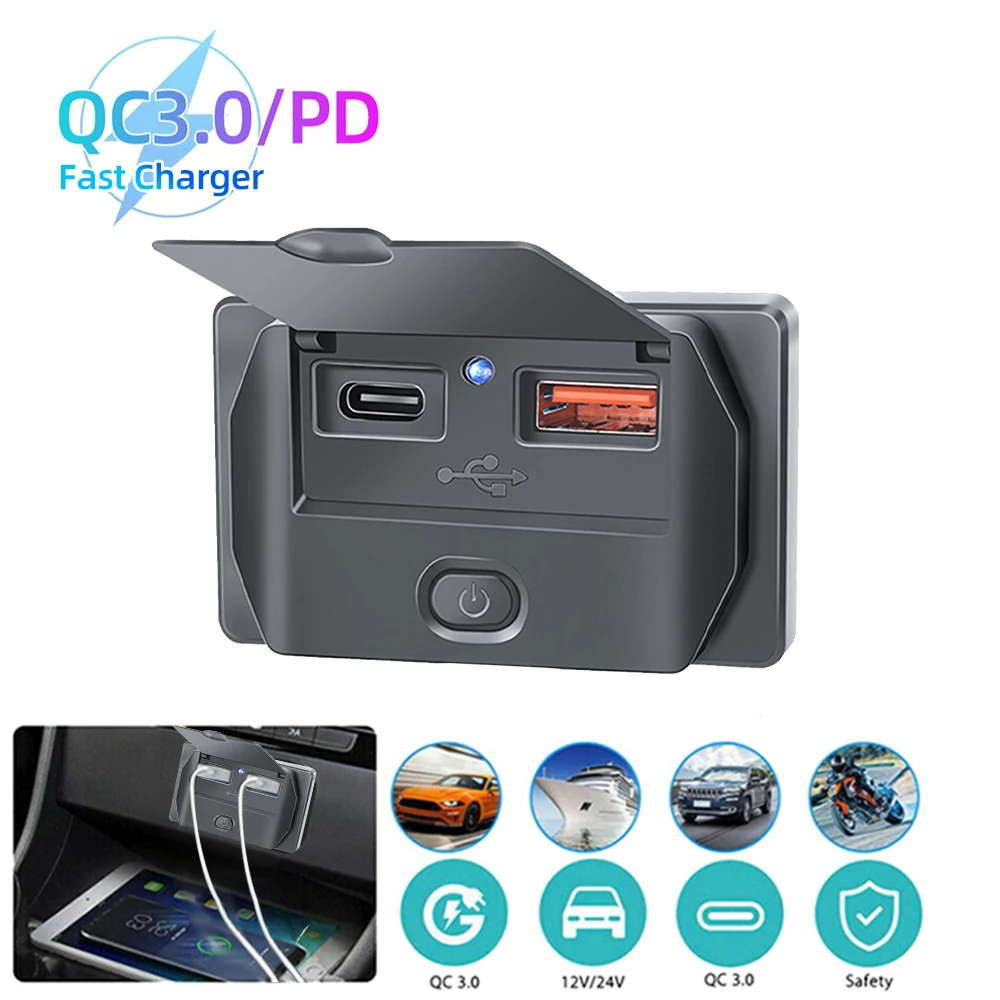 Presa USB 12V Caricabatterie U-S-B Multiporta, Doppio PD3.0 USB-C - 11
