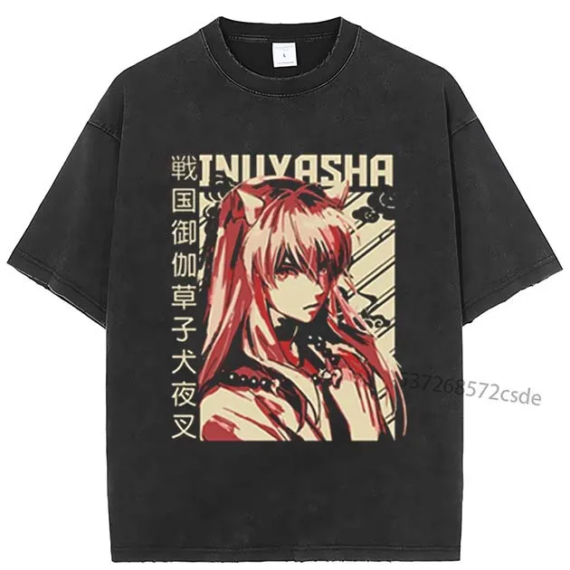 

Inuyasha T Shirt Anime Pure Cotton Clothing Casual Short Sleeve Round Collar Tees T-Shirt Japanese Tee Shirt Men
