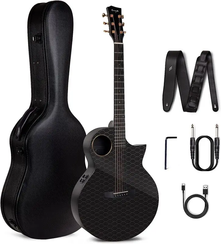 

Original New Enya X4 Pro 36/41 inch Carbon Fiber AcousticPlus Cutaway Guitar With Hard Case Leather Strap，free shipping