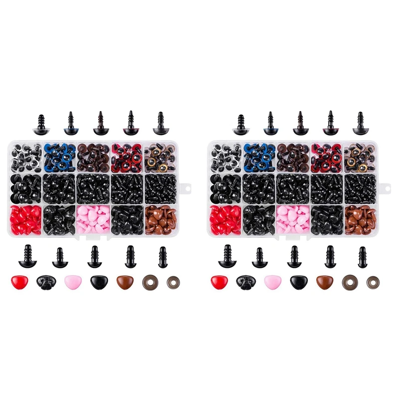 

2X752 безопасные глаза и носы с шайбами, красочные пластиковые безопасные глаза и носы различных размеров для кукол-Прямая поставка