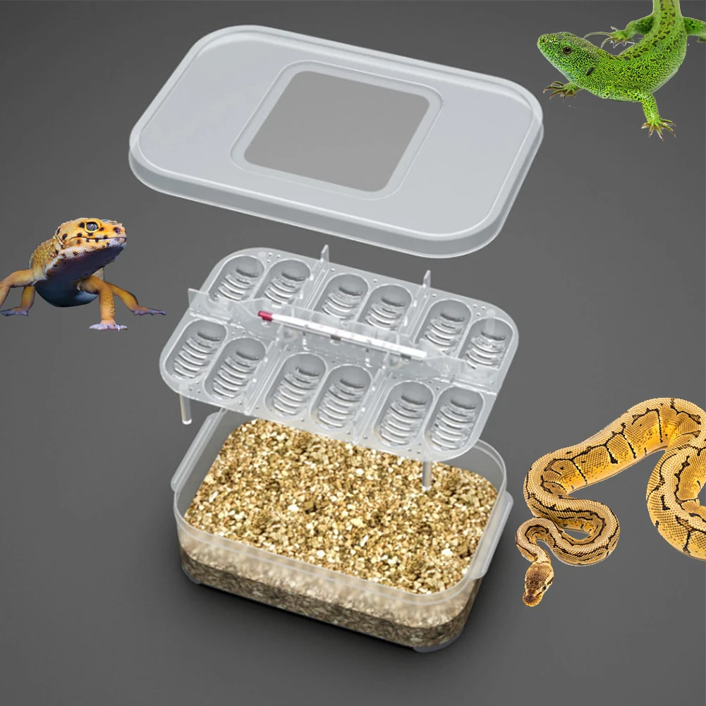 Reptile egg incubator 12 Grids Reptiles Eggs Incubator Tray, Incubation Box for Snake, Lizards, Reptile Breeding Box Reptile Incubator Supplies