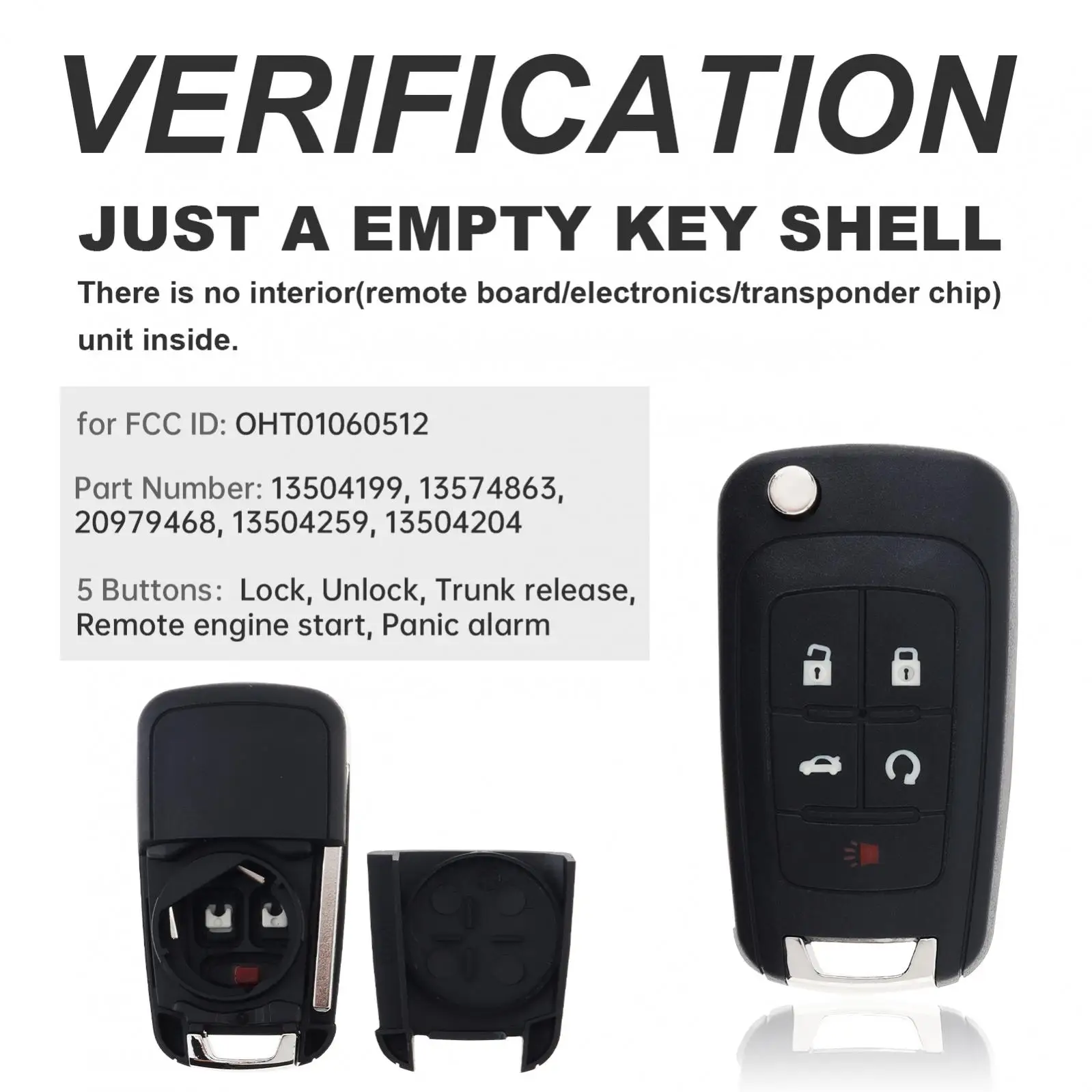 Replacement Flip Key Fob For Chevrolet Malibu 2015 - 5 Button Keyless Entry Remote