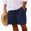 New Mens Cotton Solid Color Short Lightweight Gym Pants Linen Beach Shorts Men Jogging Sport Large Short Homme 5
