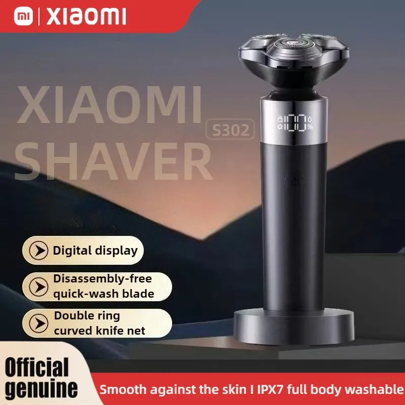 Xiaomi Mijia Electric Shaver S302 LED Digital Display IPX7 Waterproof 800mAh Tpye-C Rechargeable Razor Shaver for Men
