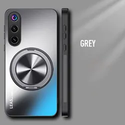 Magnetic Shockproof Matte Bumper Case with Wireless Charging Holder for ZTE nubia RedMagic 10 Pro+ (Grey)
