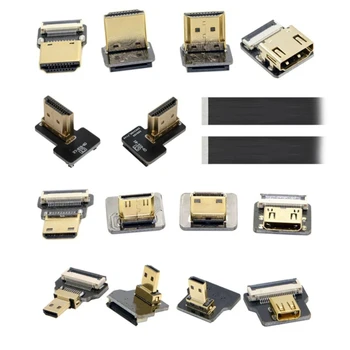 FPV Micro HDMI-compatible 90 Degree Connector FPC Flexible Flat Mini HDMI Ribbon Cable FFC 20pin For Drone Gopro DSLR Gimbal Kit