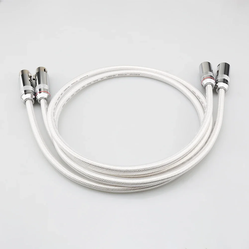 HiFi 오디오 IC102AG XLR 케이블 99.998% 순수 솔리드 실버 PSS 코어 와이어 실버 도금 플러그 전문 인터커넥트 오디오 케이블