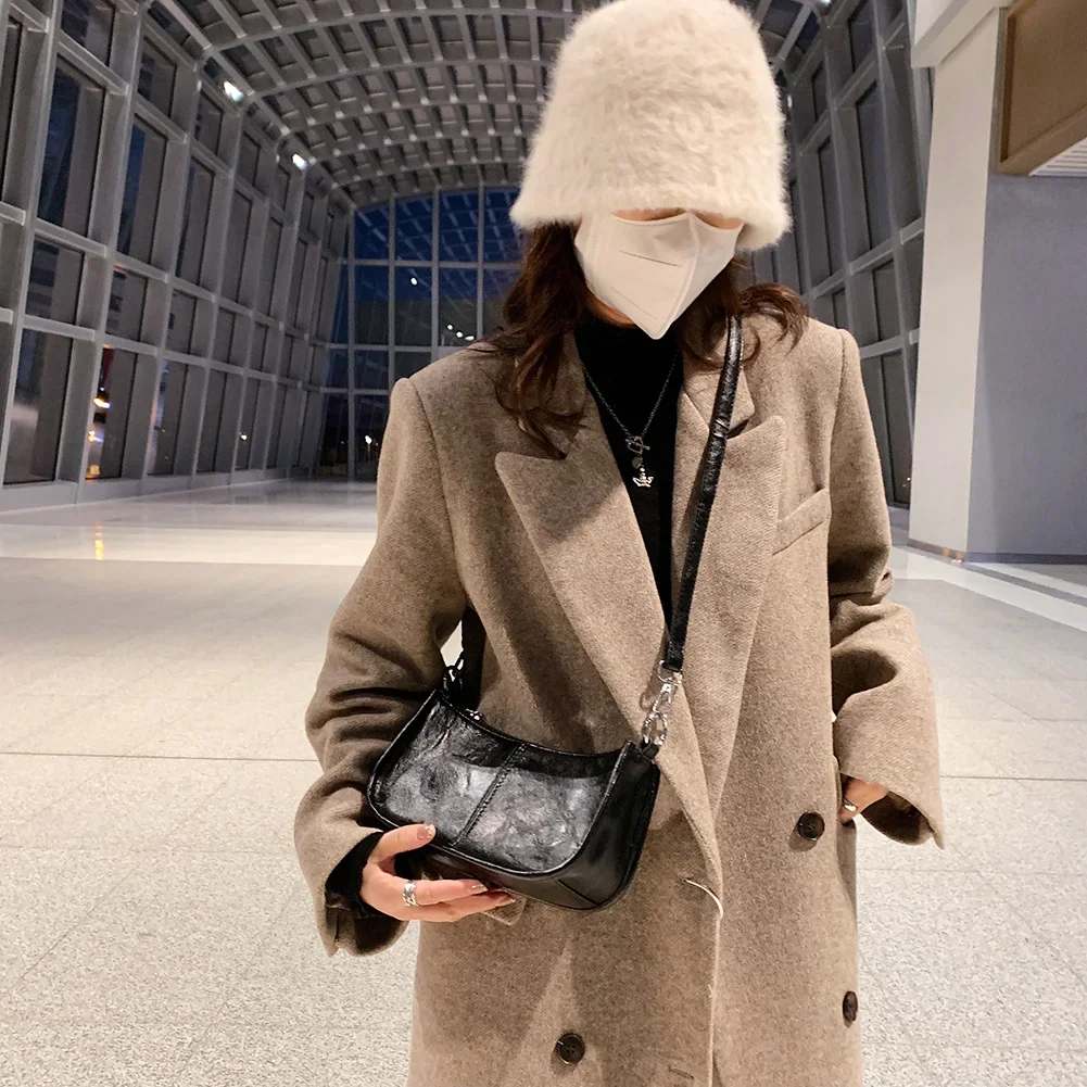 Sac à Bandoulière Femme Y2K – Cuir PU Argenté Plissé – Style Hobo Sac Crossbody