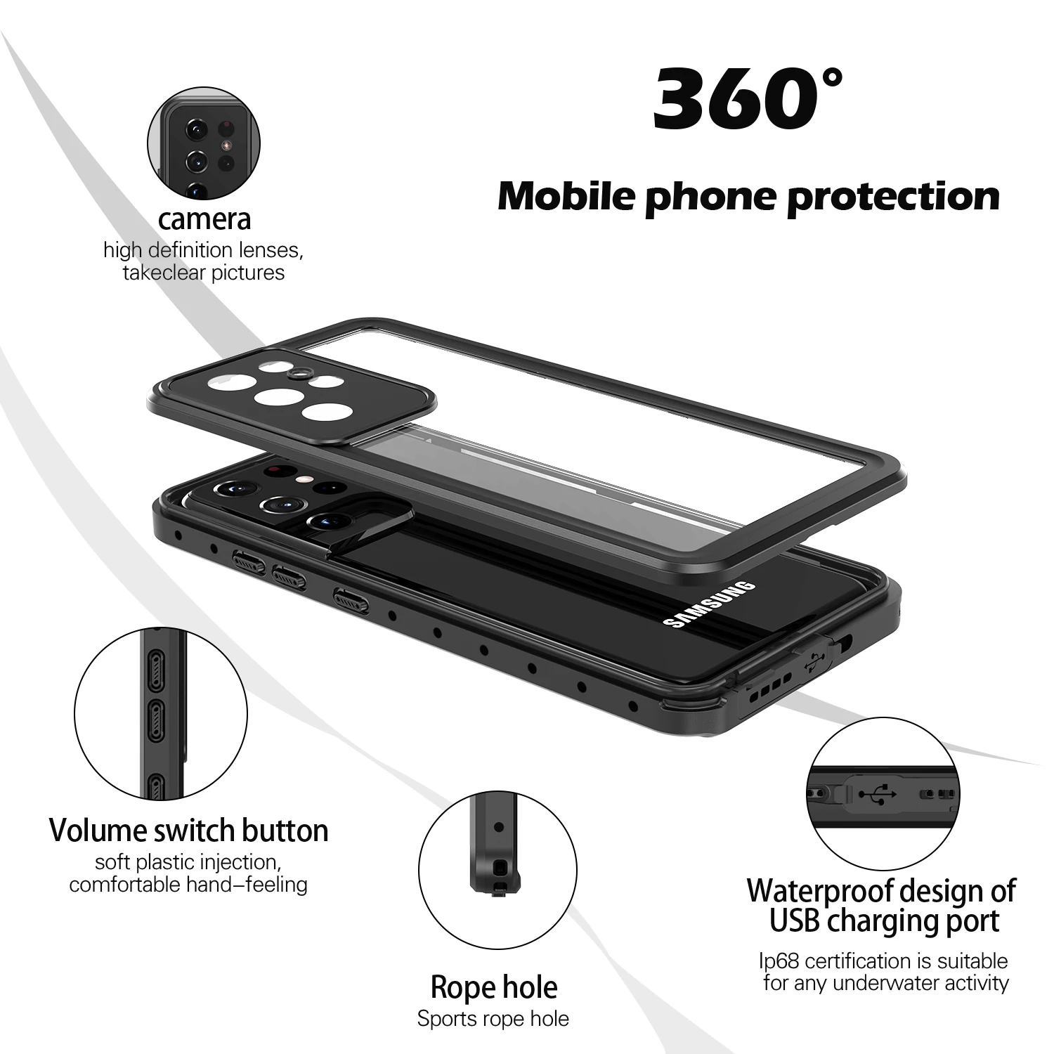 New IP68 Waterproof Cases For Samsung Galaxy S21 Ultra S21 Plus Shockproof Diving Protect For Galaxy Note 20 CASE Cover