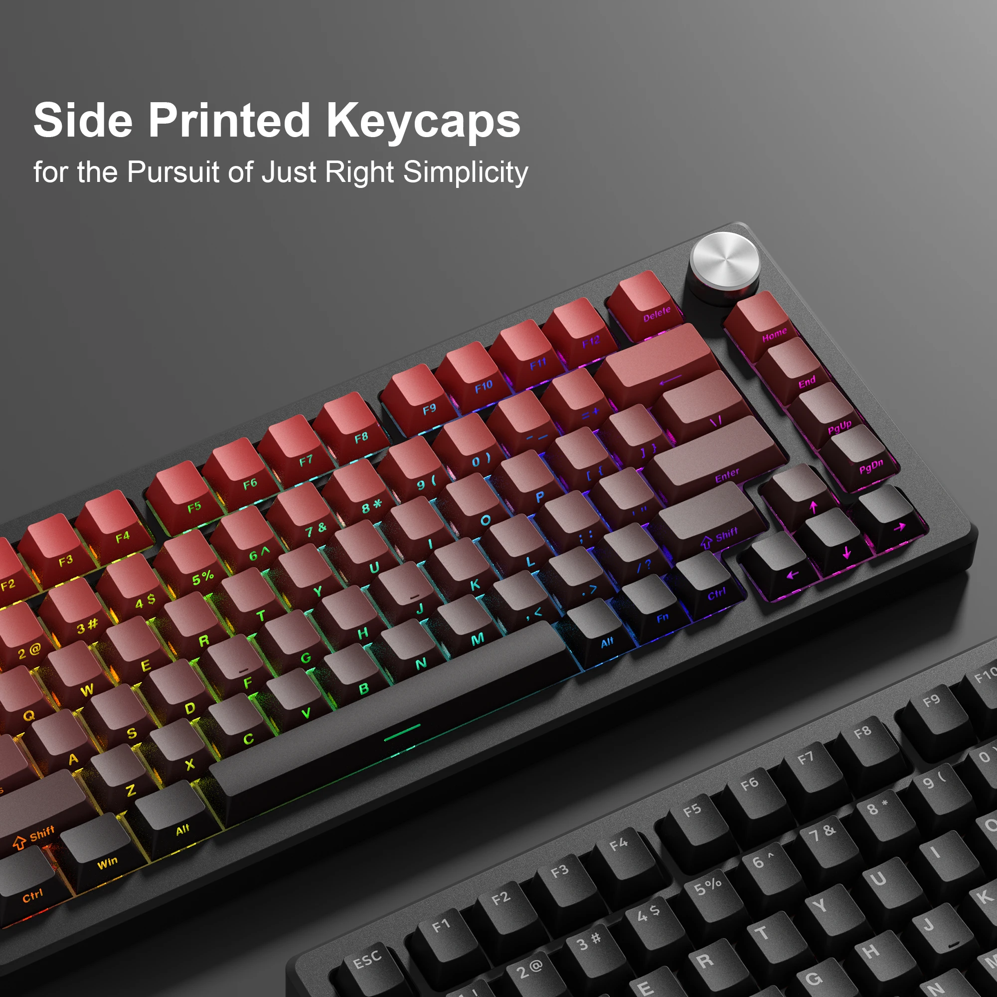 Side Imprimir Gradiente Vermelho Cereja Perfil Pbt Keycaps Tiro Duplo Brilho Através de Backlit Tecla Caps para Teclado Mecânico mx 136 Teclas - Imagem 2