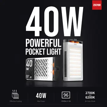 ZHIYUN FIVERAY M40 LED 조명 포켓 라이트, 사진 비디오 램프, 틱톡, 유튜브, 휴대용 필 라이트, 사진 조명
