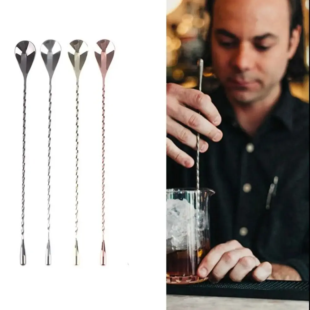 Kitchen Accessories Spiral Pattern Cocktail Spoon Long Handle 20/30/40cm Mixing Spoon Stainless Steel Coffee Home Use