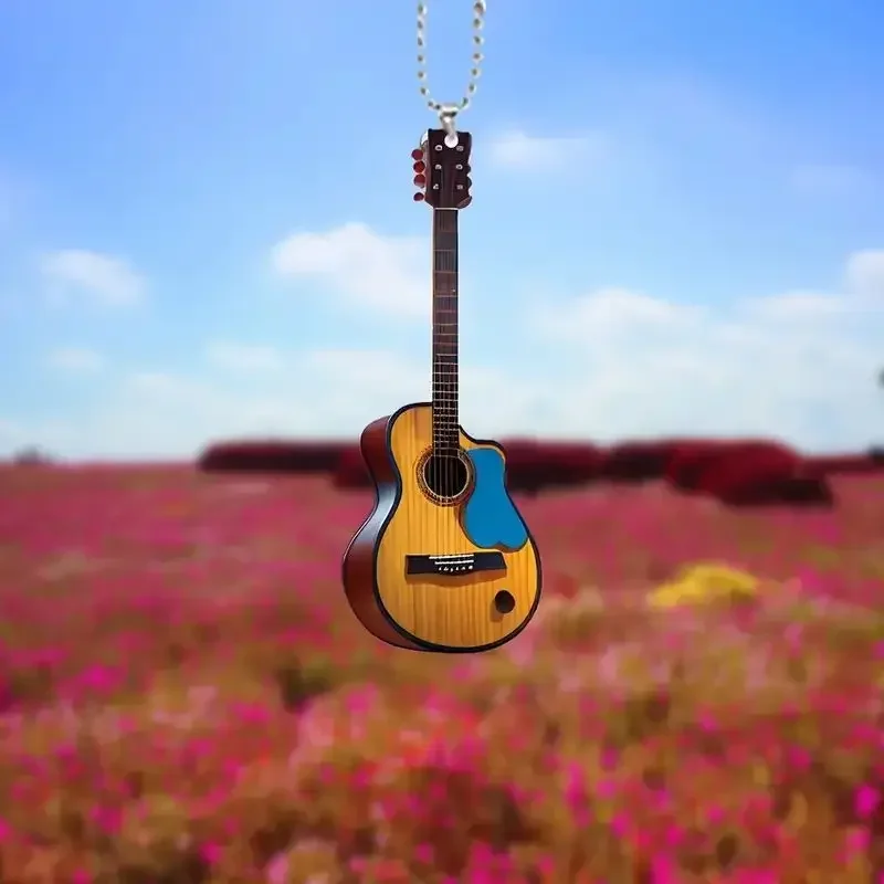Mini Guitar Rearview Mirrors Pendant Car Hanging Ornaments Car Decoration Gifts for Guitar Enthusiast Christmas Decoration 3