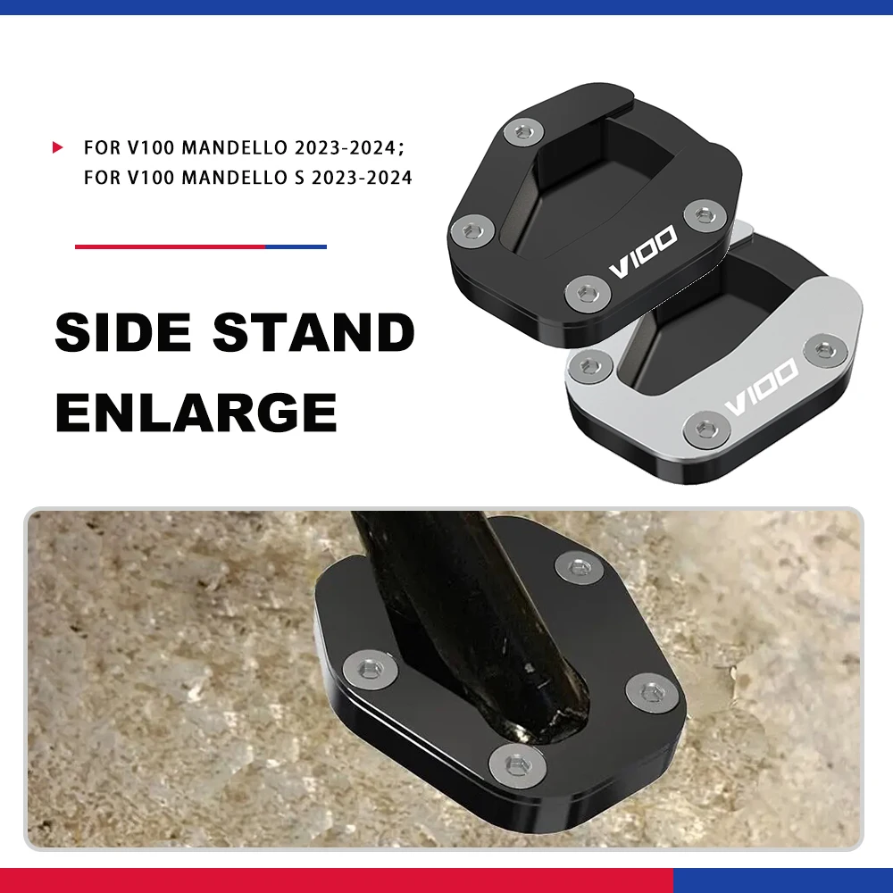 

For Moto Guzzi V100 MANDELLO V100 Mandello S 2023 2024 Motorcycle Kickstand Foot Side Stand Enlarge Foot Pads Support Plate Part