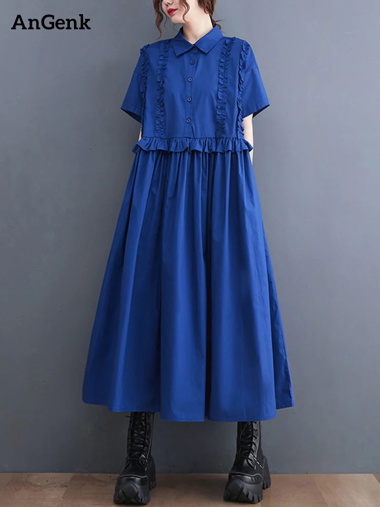 Vintage Long Loose Shirt Dress Elegant Long Shirt Dress Women 2023
