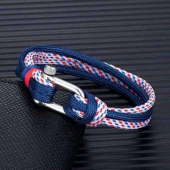 Shackle Bracelets Men Women Charm Nautical Survival Paracord Bracelet Sport Hooks Outdoor Style