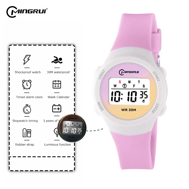 Children's Waterproof Digital Sport Watch in Purple - LCD Display & Alarm Feature
