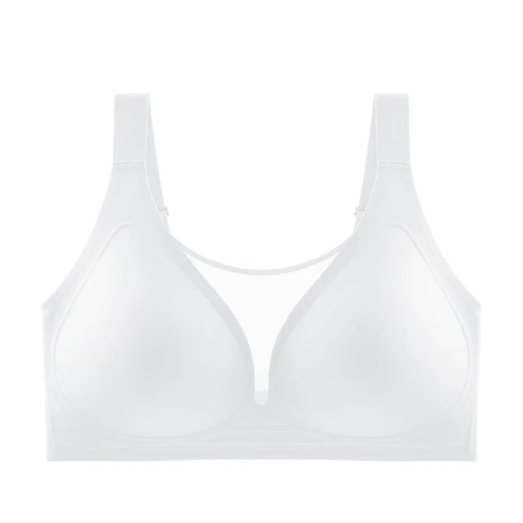 Plus Size Full Cup Seamless Powerful Lifting Cleavage Boost Bra Jelly Gum Fixed Underwear Anti-sagging Mesh Comfortable Bra