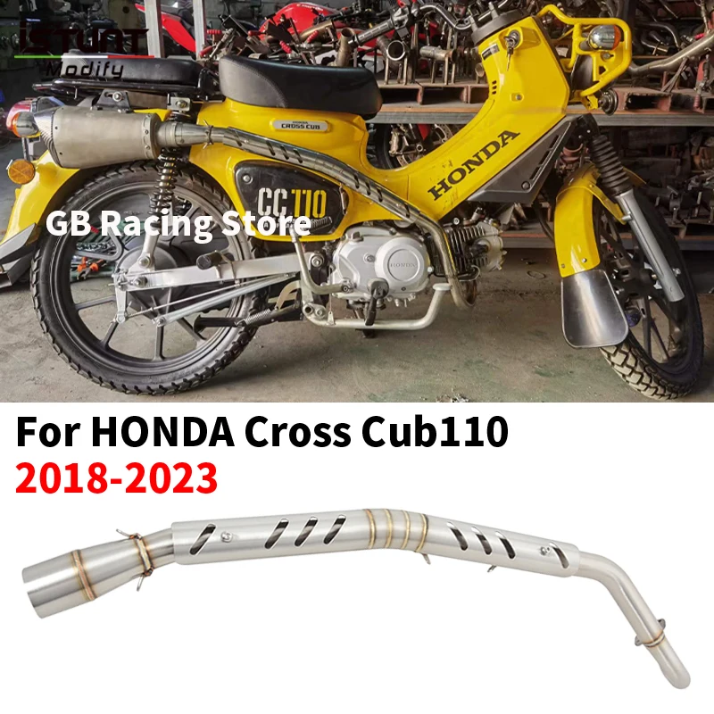 

Для Honda Cross Cub110 CC110 2018 - 2023 модификация выхлопной трубы мотоцикла в высоком положении Передняя Соединительная труба с защитой от ожогов