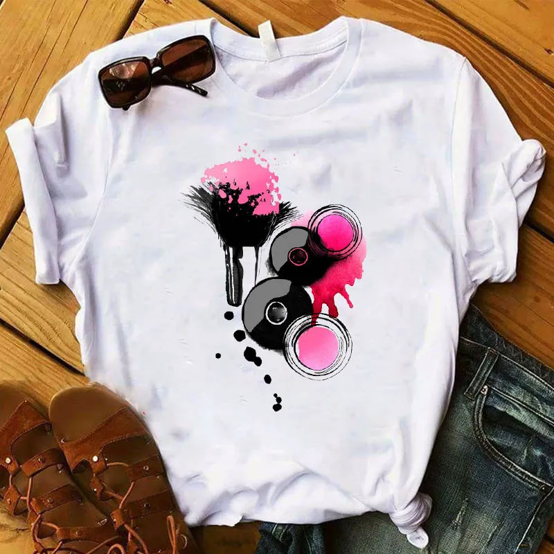 Donne T Womens Casual Trend Graphic 3D Finger Nail Fashion Cute Printed Top Tshirt Nice Tee Shirt Ladies Pretty T-Shirt