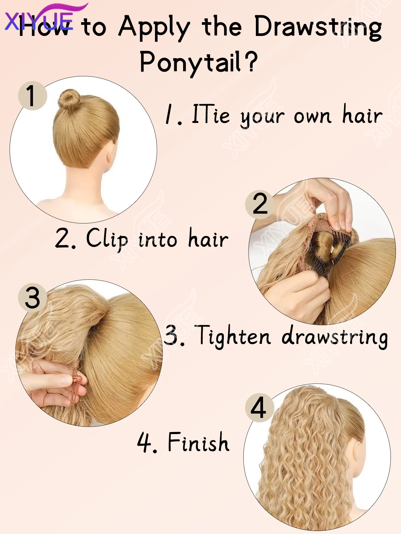 XY 36inch Synthetic Corn Wavy Long Ponytail Hair Extension wig Kinky Curly Thick Clip In Drawstring Ponytail On Hair accessory