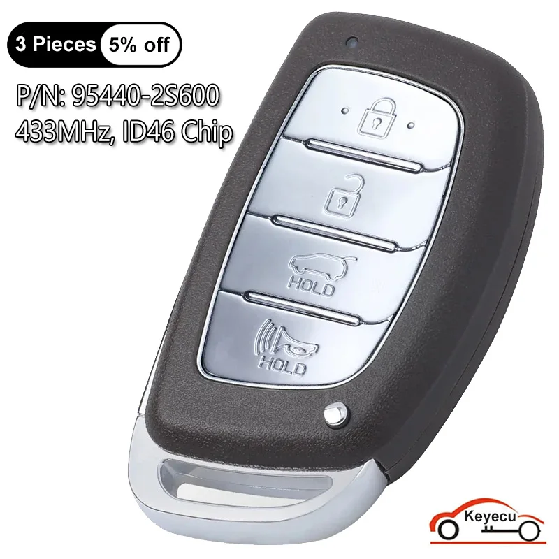 Keyecu 4 Pulsanti 433Mhz Id46 Chip Per Hyundai Tucson 2014 2015 Auto Smart Remote Control Key Fob Muslimate Tq8-Fob-4F03