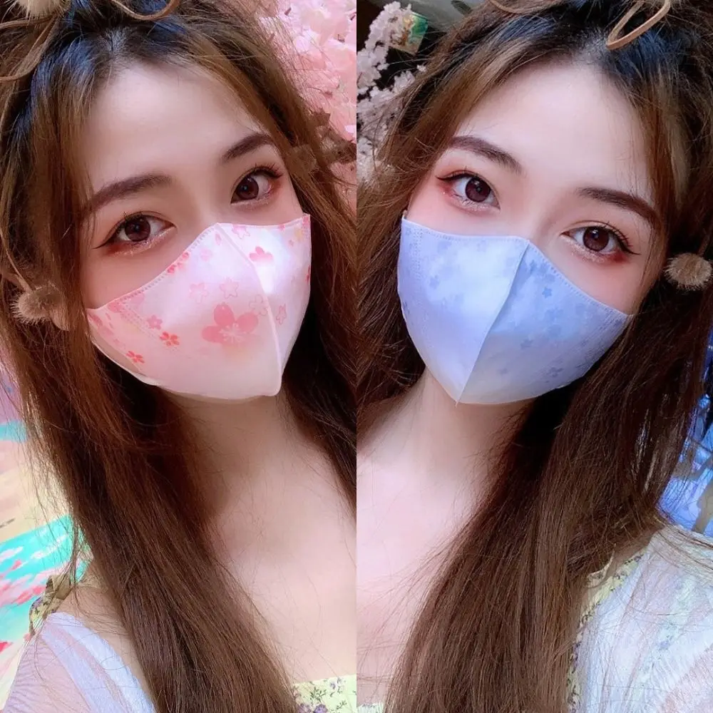 10pcs Adult Gradient Print Color Face Mask Women Female Protective Disposable Face Cover 3layer Anti-dust Mask 3D Design