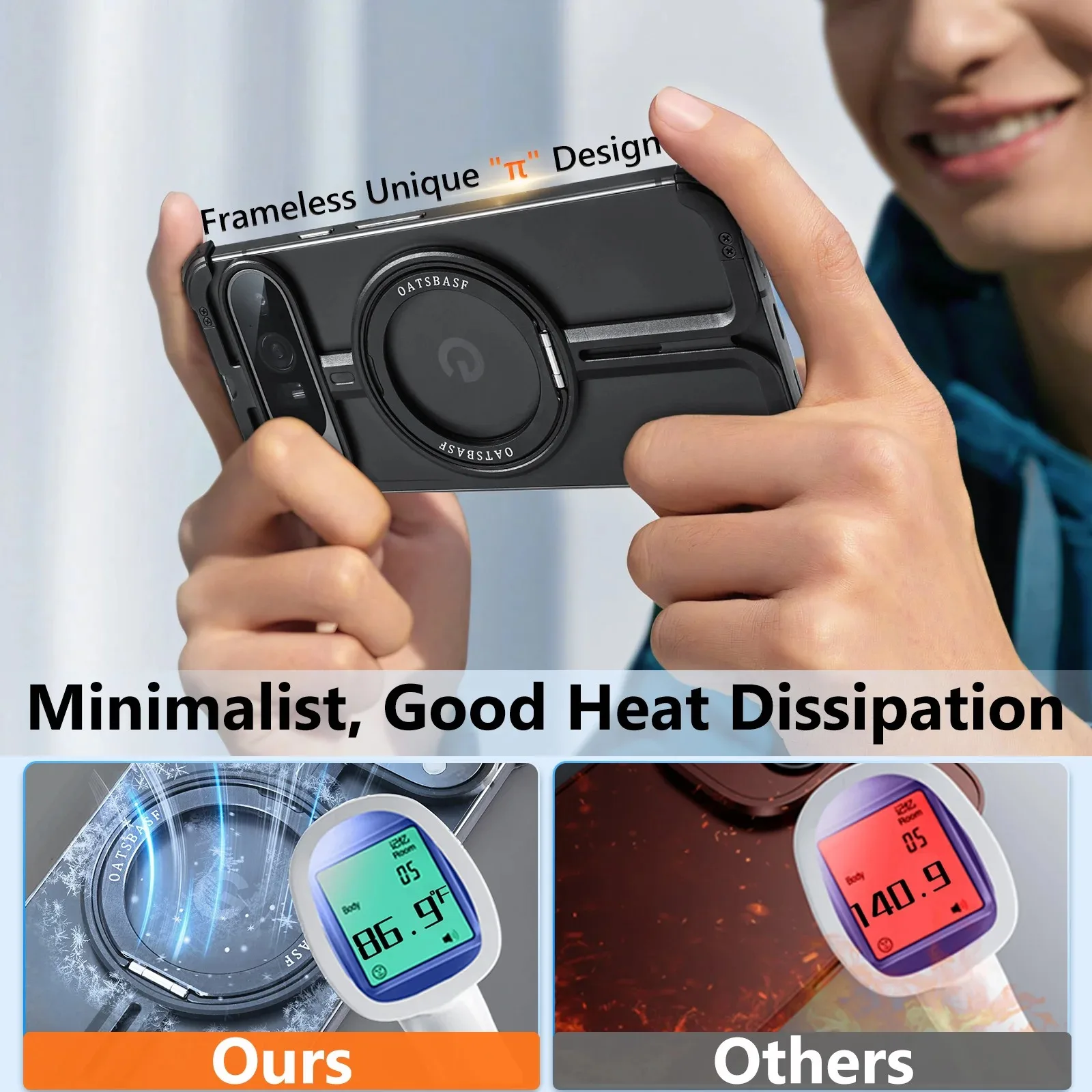 Eary for Google Pixel 9 Pro XL  Fold Phone Case 360 Rotate Magnetic Kickstand Metal Frameless Shockproof Bumper Slim Thin Cover