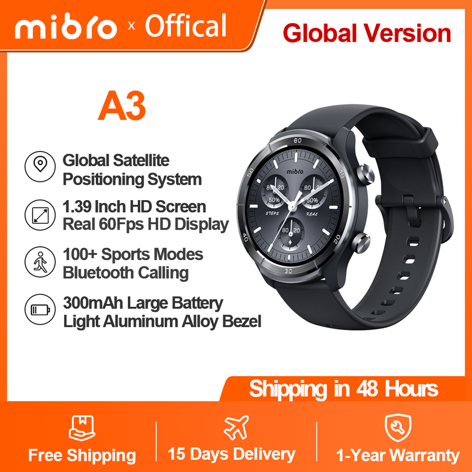 Mibro A3 Smartwatch Super Light Design GPS Positioning Bluetooth Calling 1.39'' Screen Health Monitor Sport Watch For Men Women