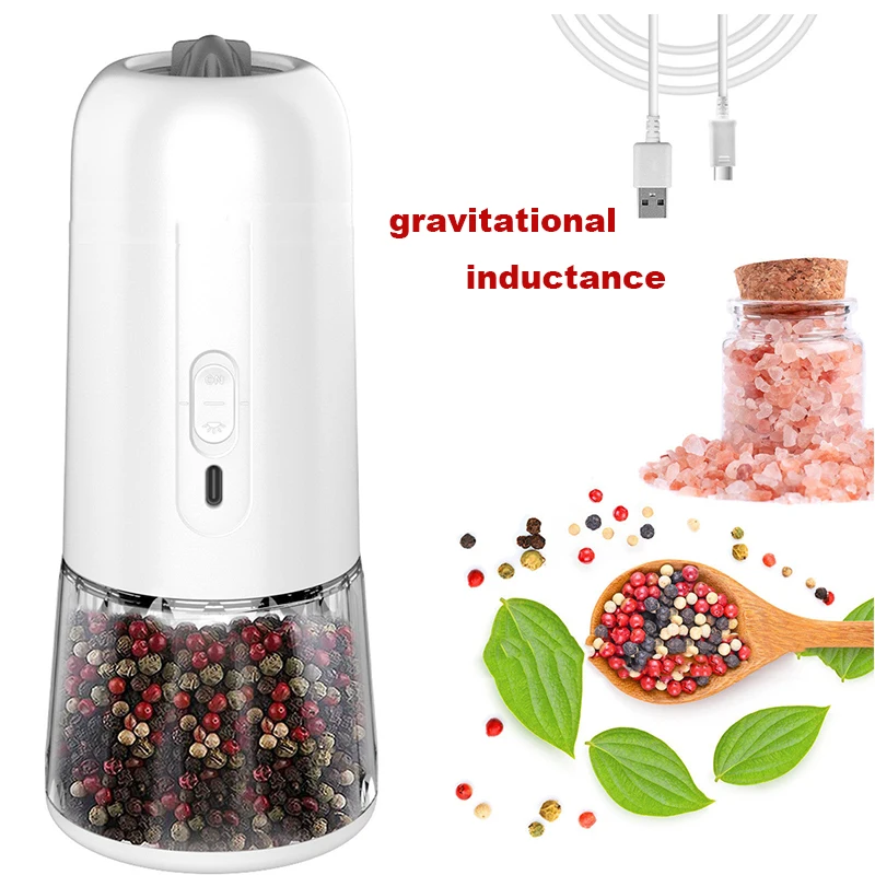USB Rechargeable Gravity Electric Grinder Set Salt And Pepper Mill  Adjustable Coarseness LED Light Kitchen Gadgets Accessories - AliExpress