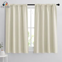 RYB HOME 2Pcs Blackout Short Curtains for Living Room Bedroom Curtains for Kitchen Darkening Curtains Insulated Solid Panels 1