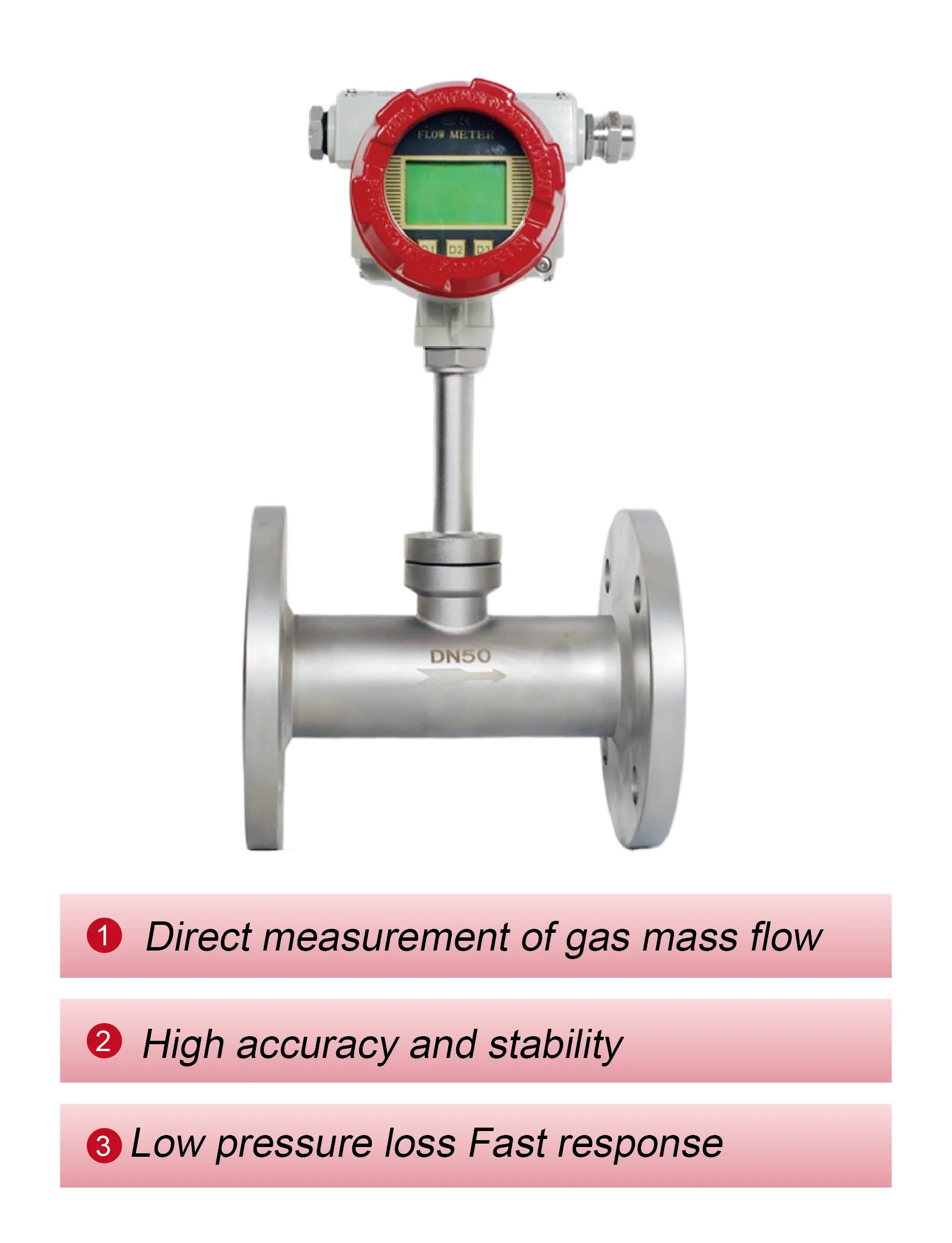 RS-200 series Thermal Mass Flow Meter flanged gas mass flow meter low flow therm